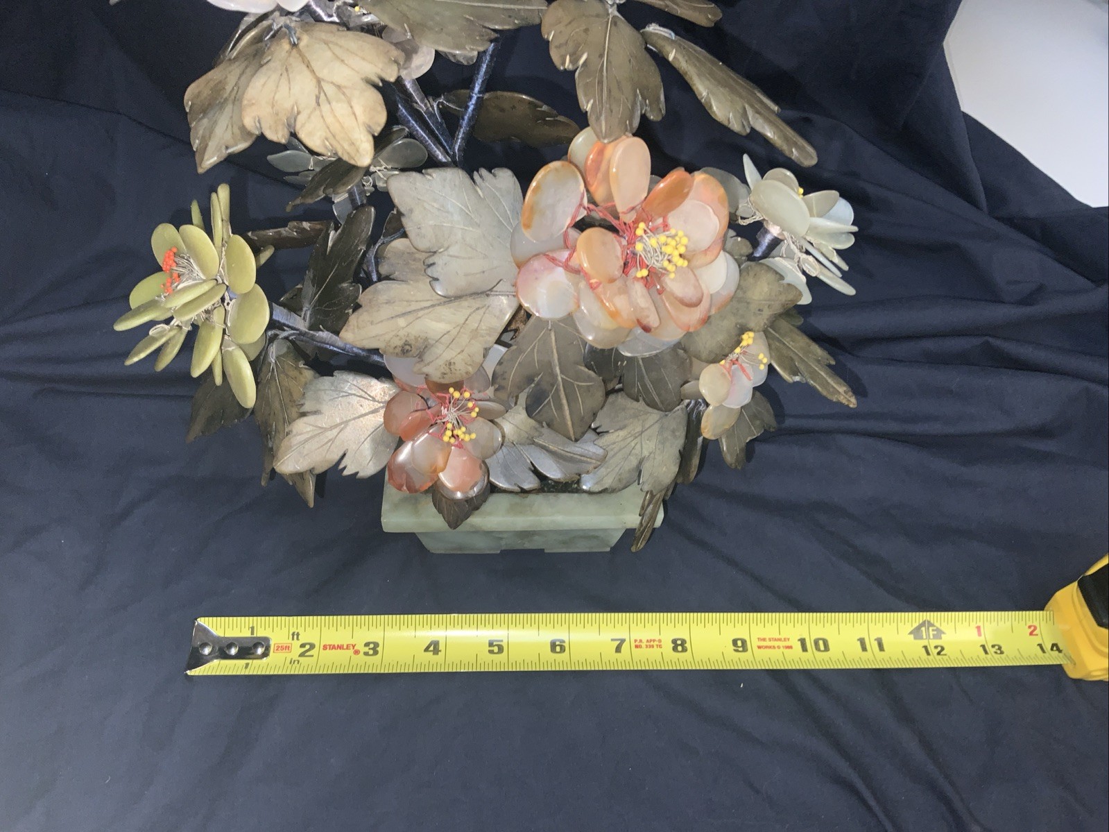 Vtg MCM Jade Agate Carnelian Quartz Large Bonsai Tree