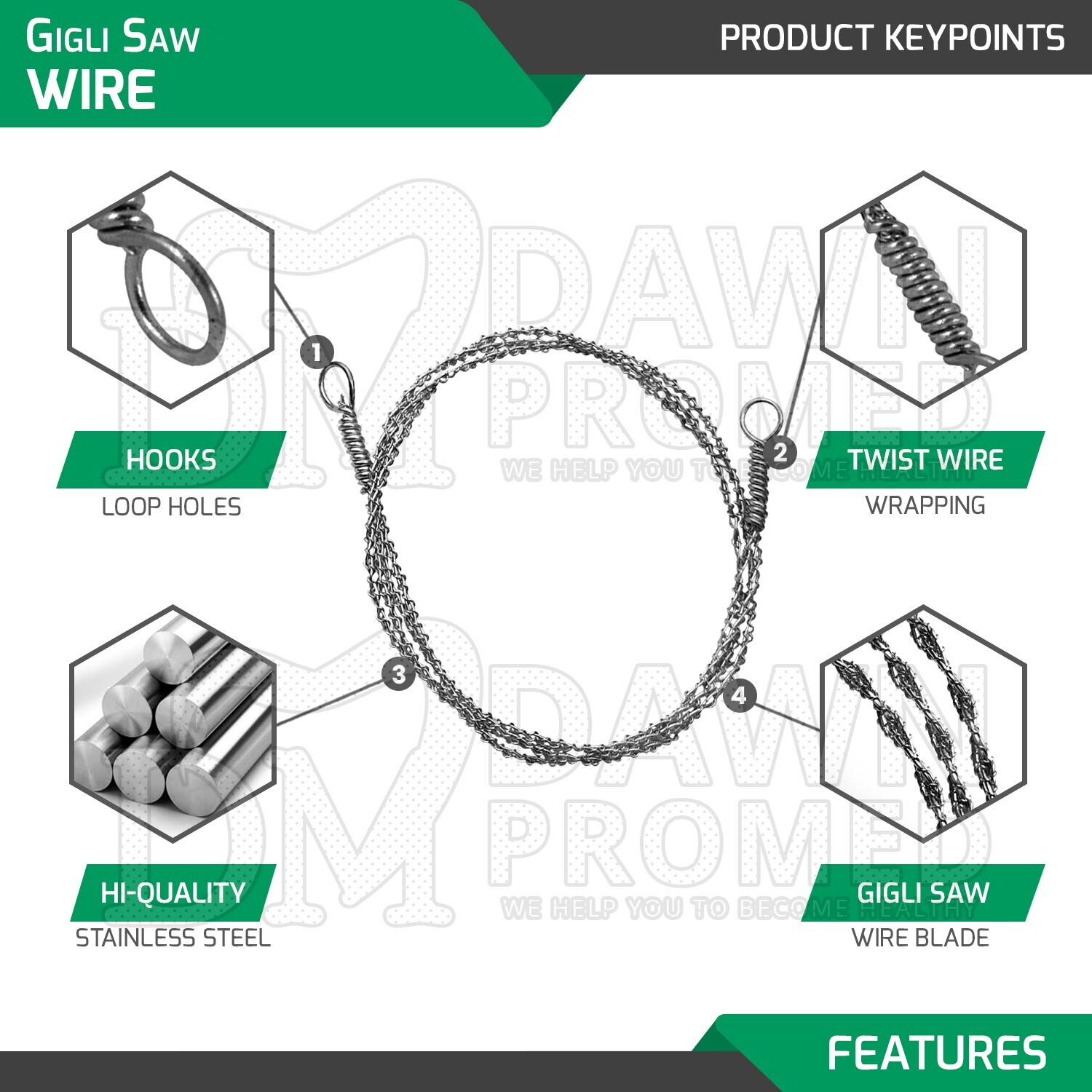 5 Pcs GIGLI Saw Wire 20" Neurology Orthopedic Surgical Instruments German Grade