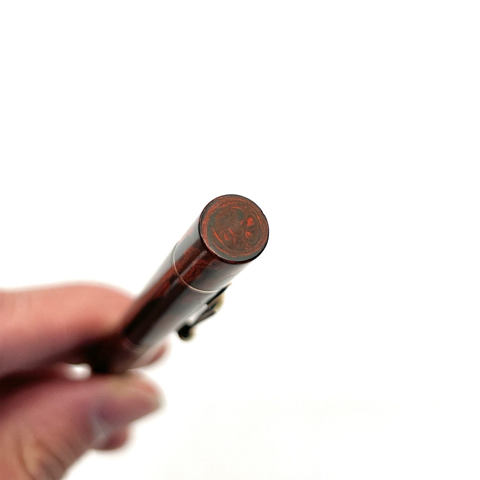 VTG Mabie Todd Fyne Poynt Orange Wood Grain Gold Trim 5-1/16" Twist Pencil