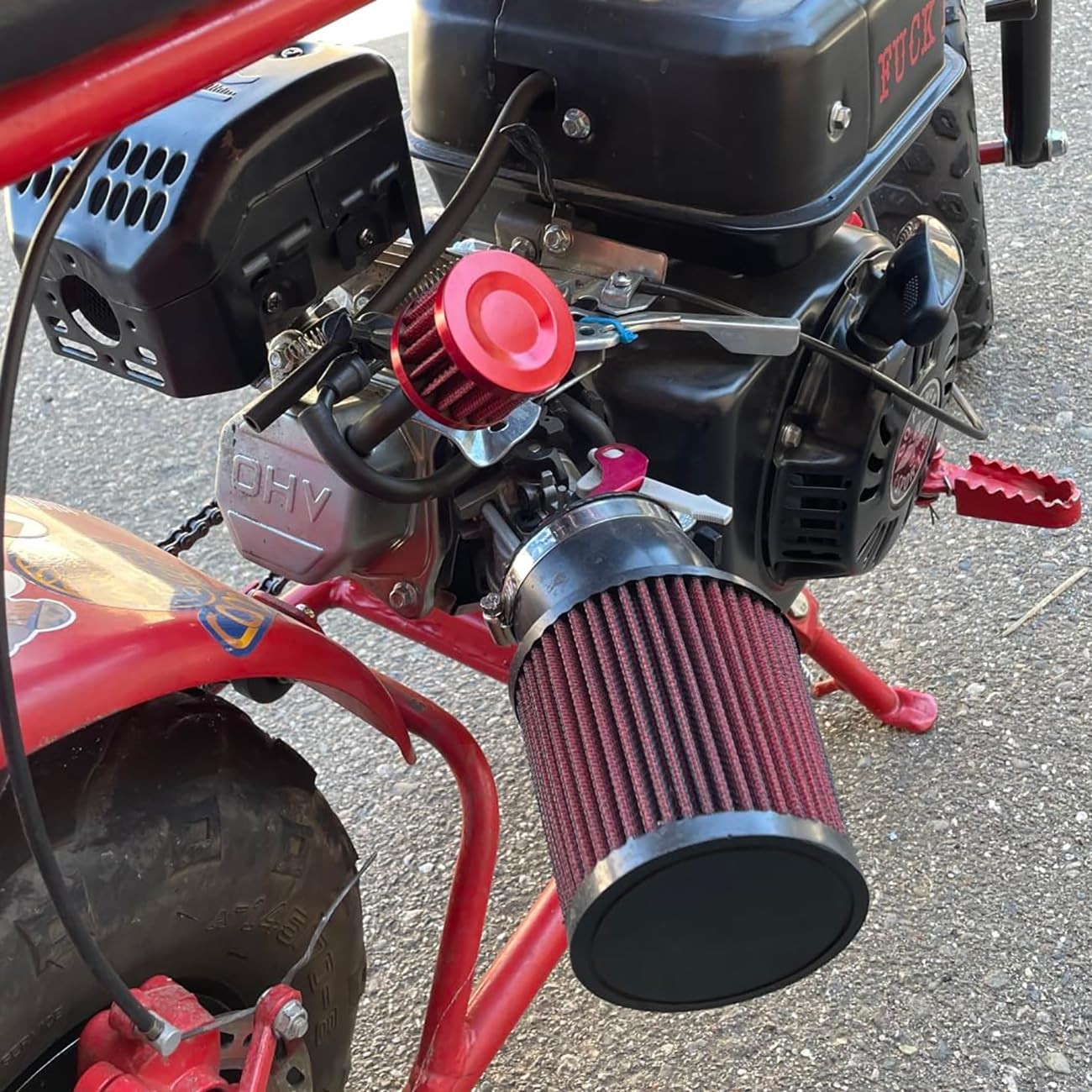 2PCS 12mm Air Filter Mini Universal Red Motor Cone Cold Clean Air Intake Filter