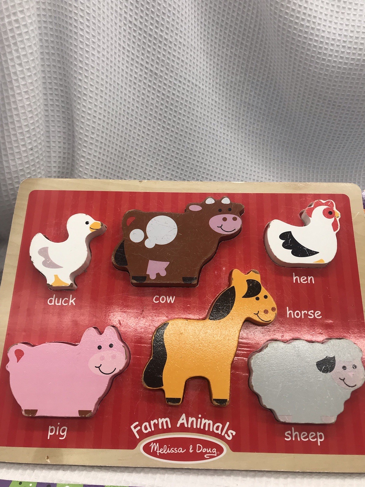 Wooden Chunky Peg Puzzle Lot 4 Melissa & Doug Zoo Farm Animals Pets Dinosaurs￼￼