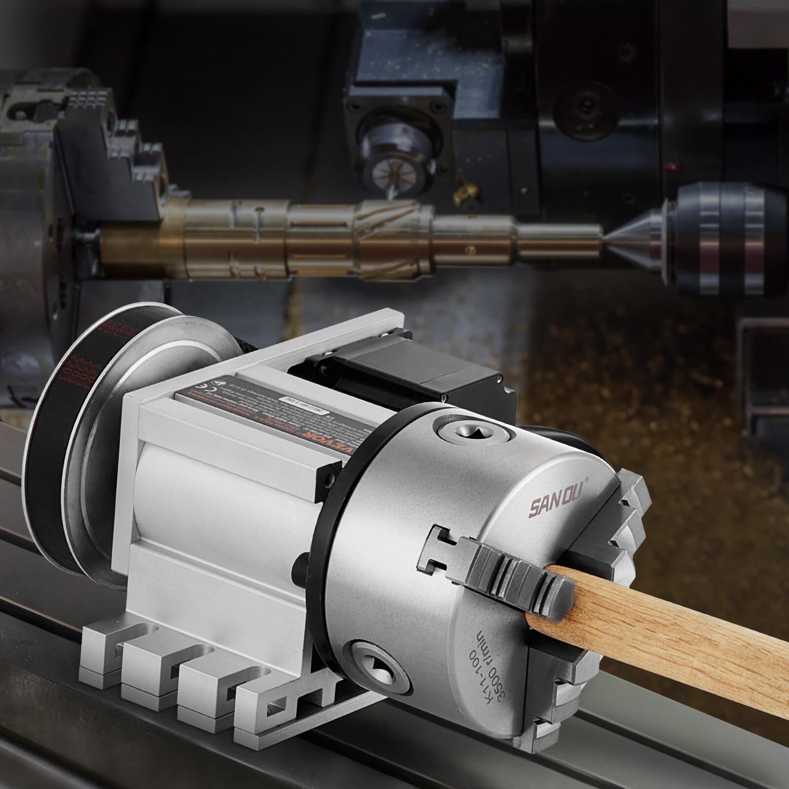 VEVOR Indexing Dividing Head K11-100mm 3-Jaw Chuck Tailstock for CNC Milling