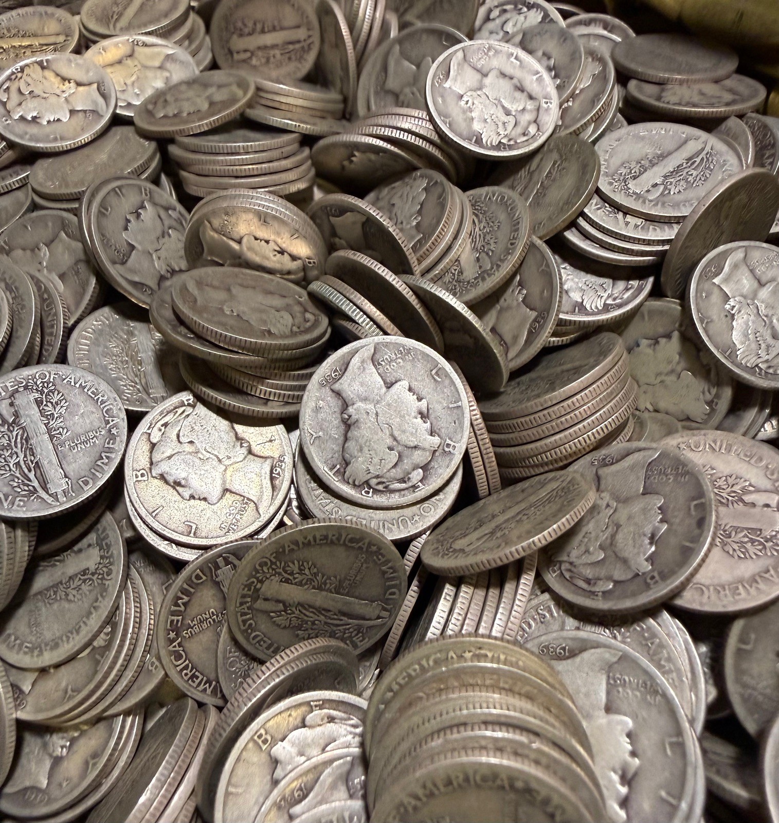 LOT of 10 Mercury Dimes • 1930-1939 • Circulated Coins ~0.7150oz Total Silver