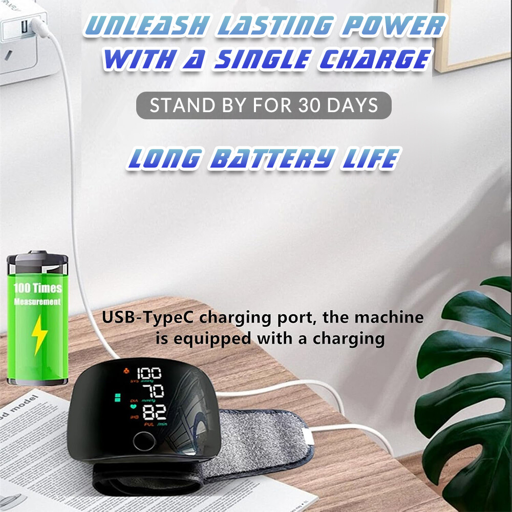 Wrist Blood Pressure Monitor Automatic BP Machine Digital Cuff Heart Rate LCD