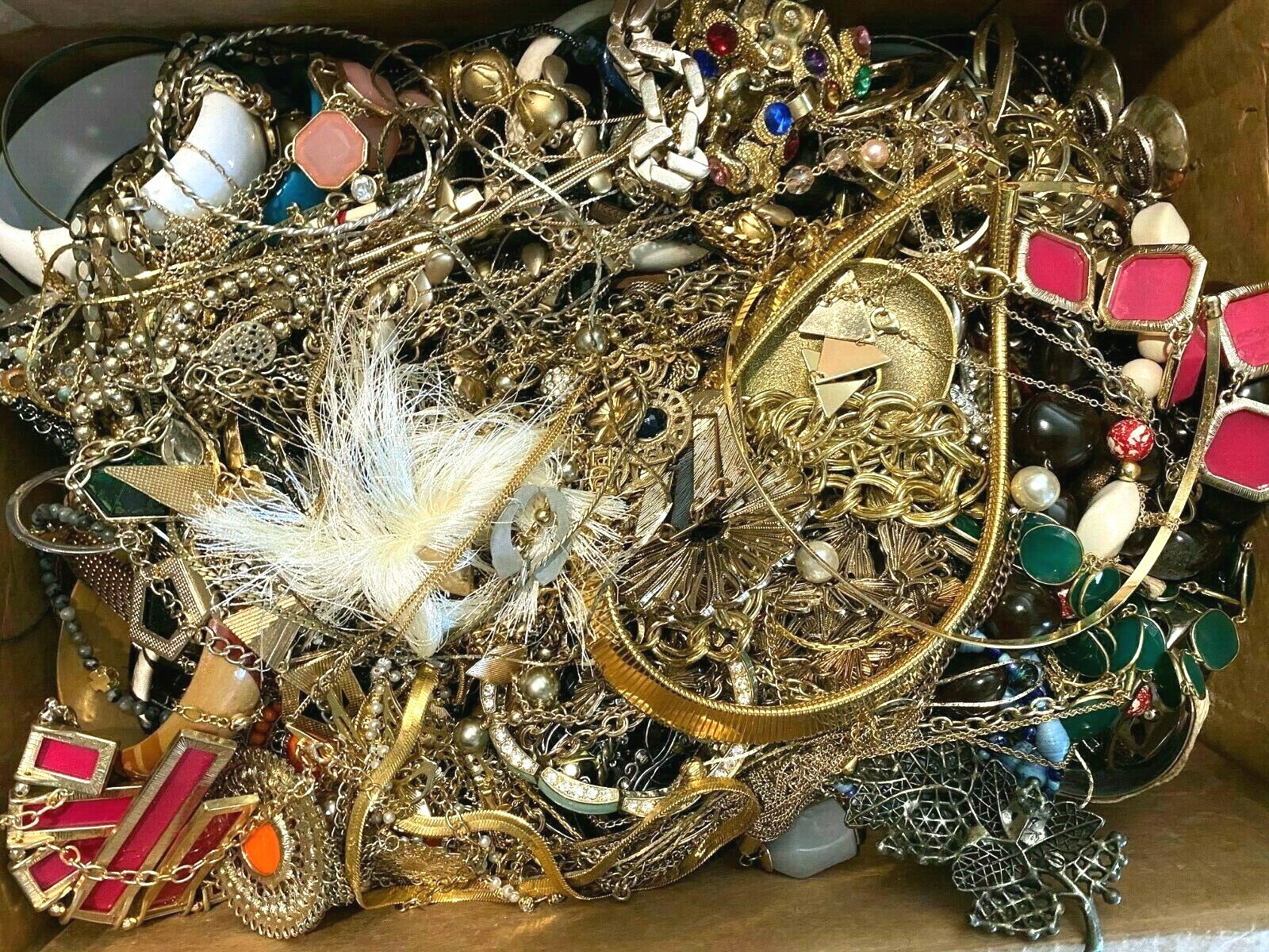 3 Pounds Unsorted Huge Lot VTG Jewelry Vintage New Junk & Wear Resell Tangled In