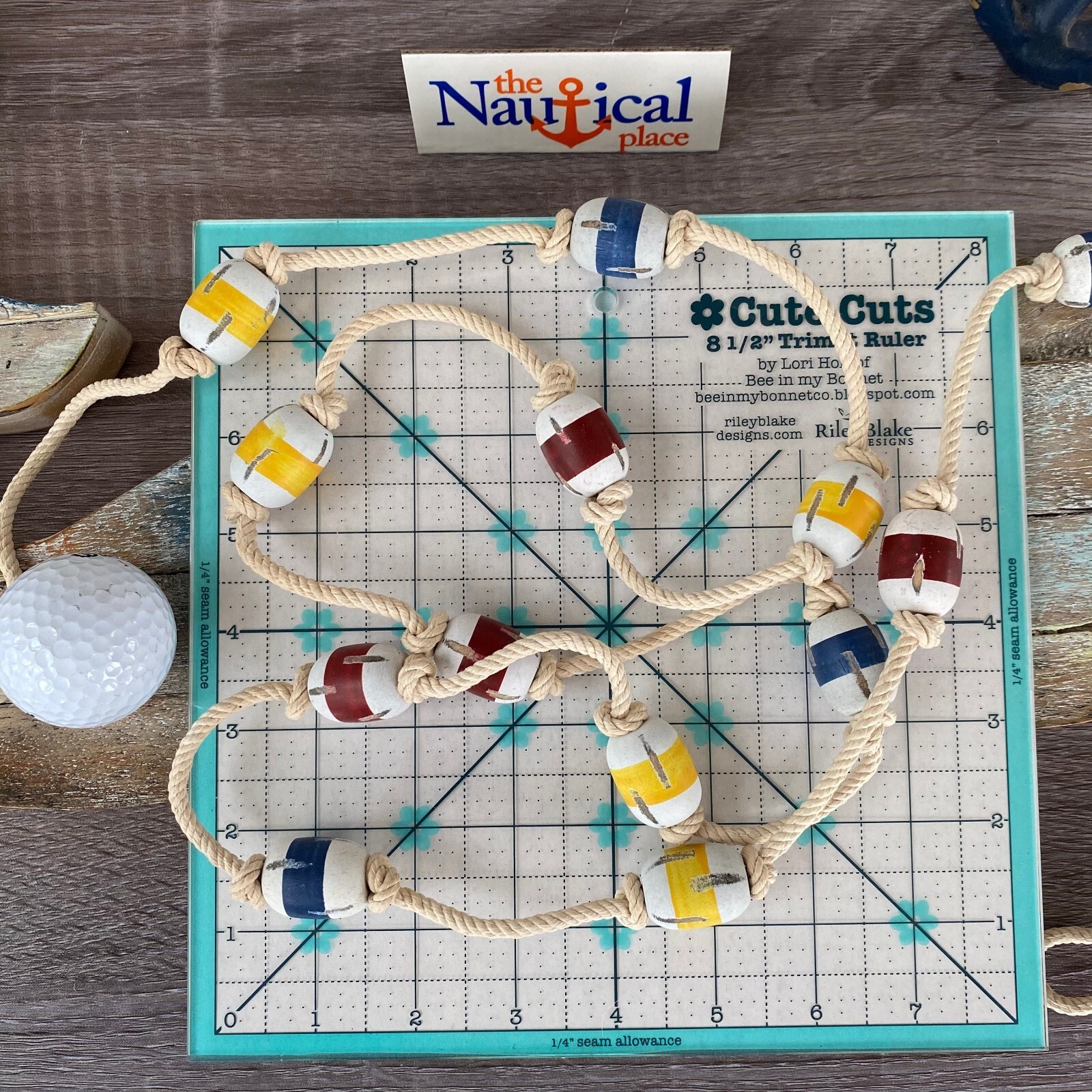 6 ft Wood Fishing Floats On String, Fish Net Buoy Garland, Wooden Nautical Decor