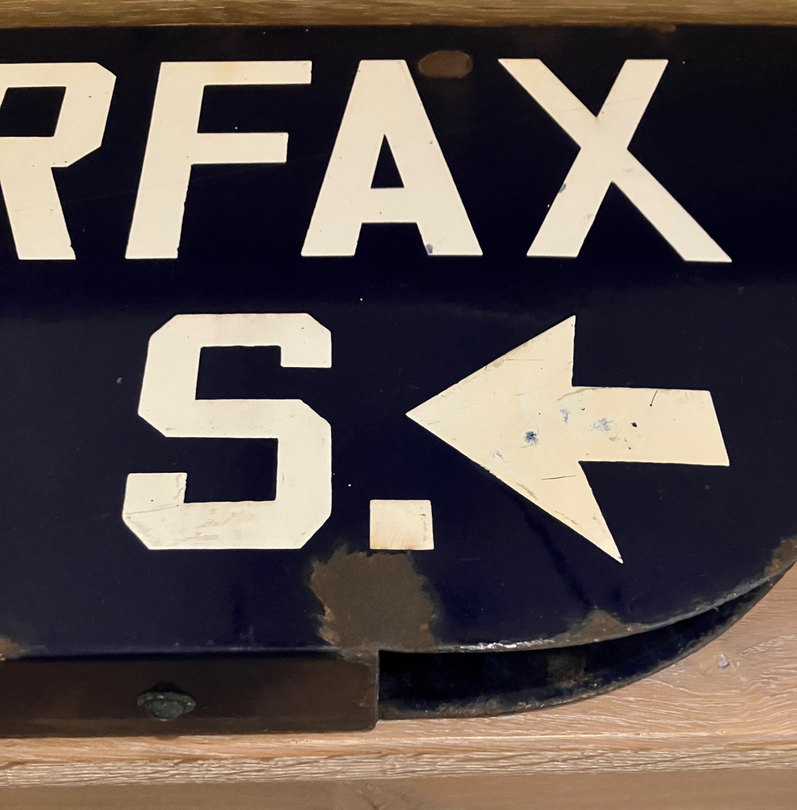 “FAIRFAX AVE” Vintage Shotgun Los Angeles Porcelain Street Sign 1946-1966