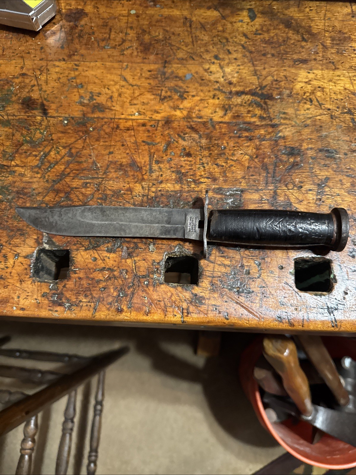 VINTAGE WESTERN BOULDER COLO PAT'D  FIGHTING KNIFE  MILITARY