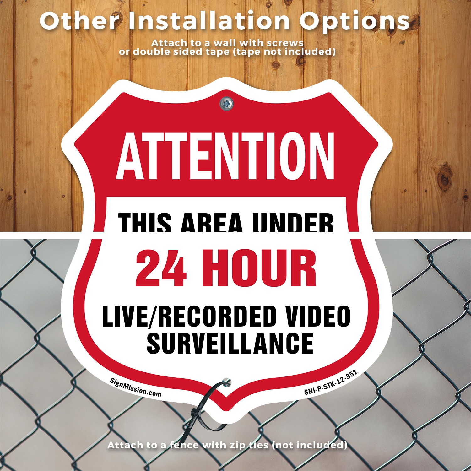 24 Hour Surveillance Shield Sign Attention This Area Und Shield Sign With Stake