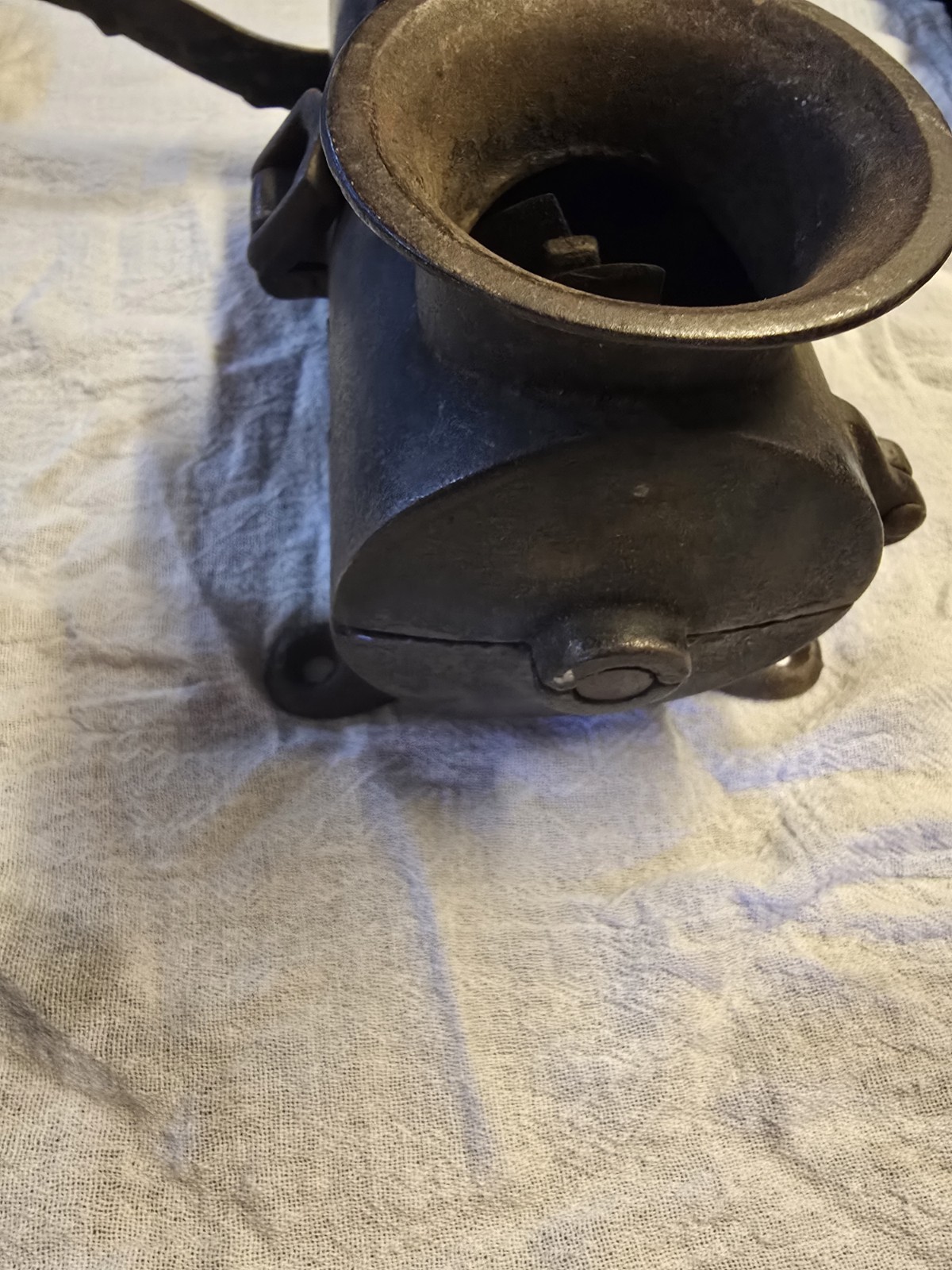 Primitive Cast Iron Tobacco Shredder Cutter Grinder Wood Handle Large