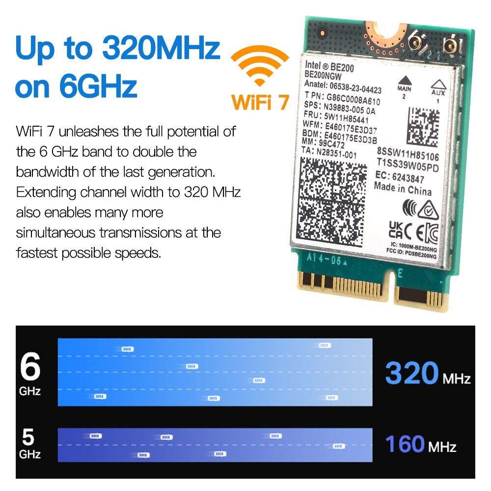 Wi-Fi 7 Intel BE200NGW NGFF Interface Bluetooth 5.4 for PC Wireless Network Card
