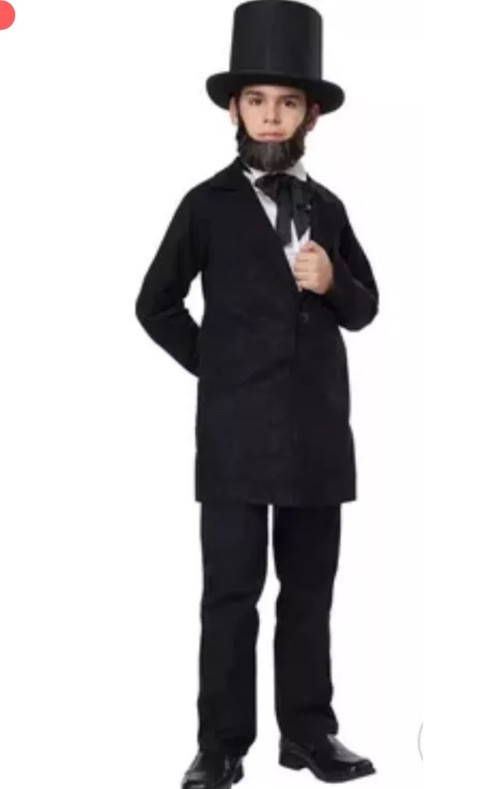 Abraham Lincoln Costume Child Medium President jacket necktie beard