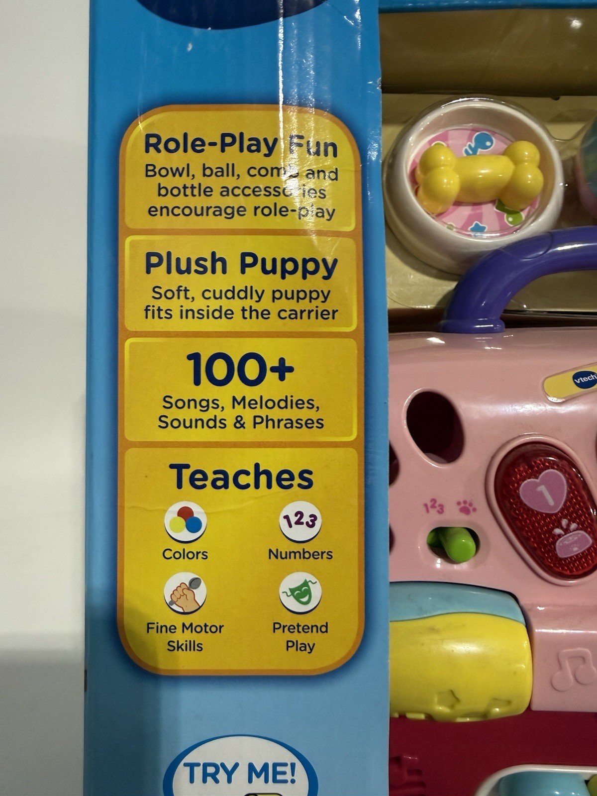 VTech Care for Me Dog Pet Learning Carrier Educational Musical Carrier Toy, Pink