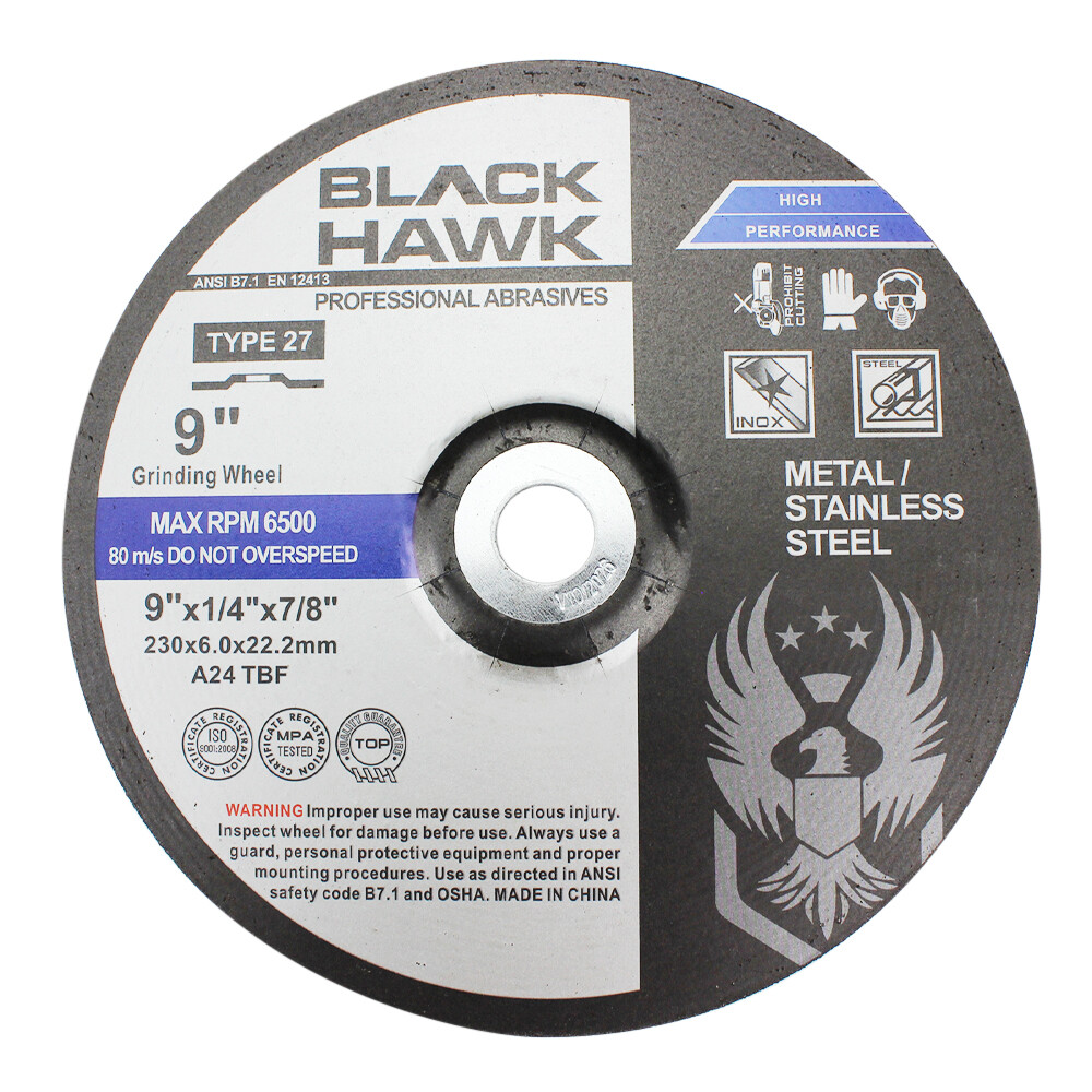 25 Pack - BHA 9" x 1/4" x 7/8" Metal Grinding Wheels T27 Discs for Angle Grinder