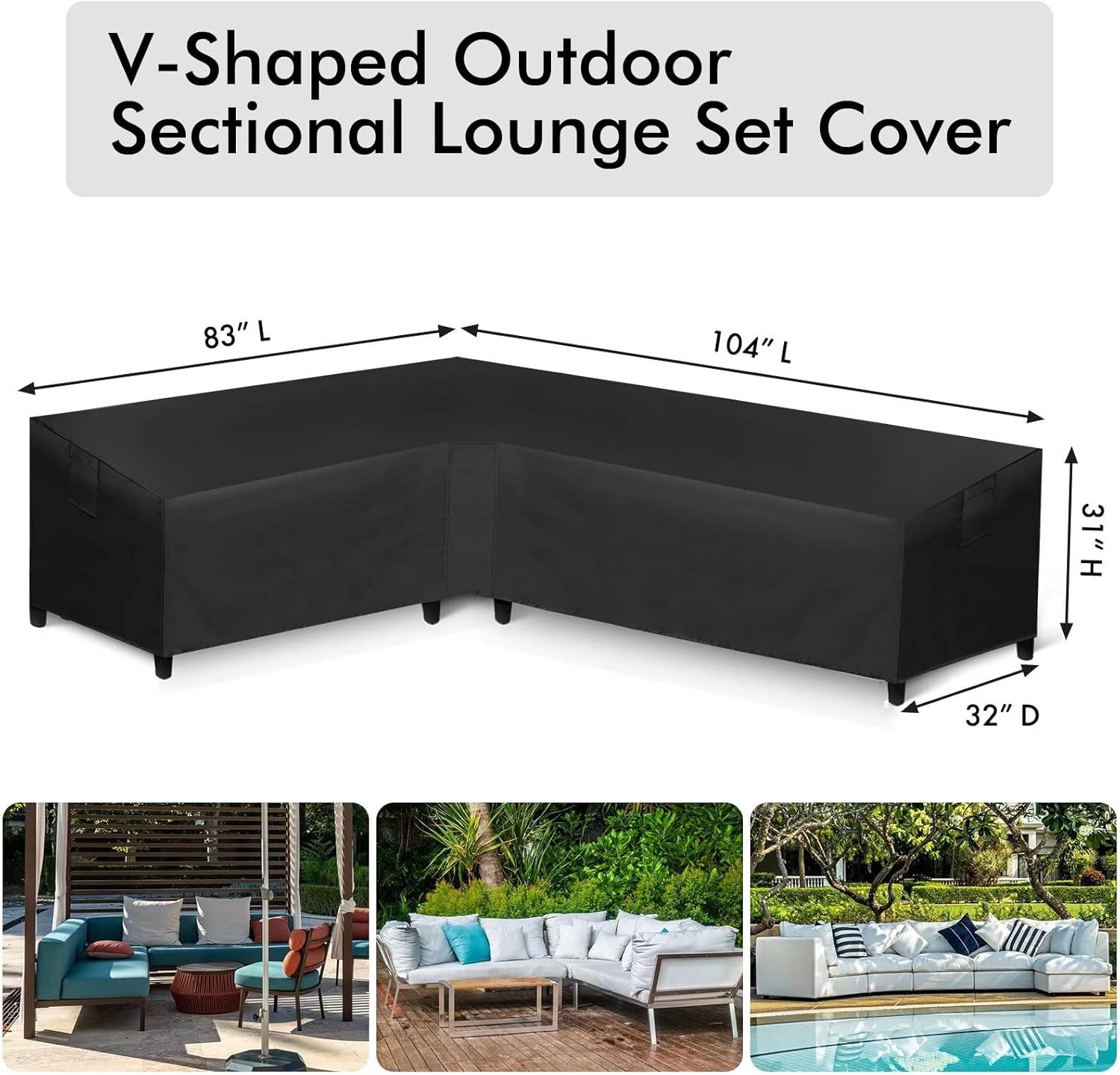 Patio L Shaped Sectional Sofa Cover Waterproof Heavy Duty Outdoor Sectional