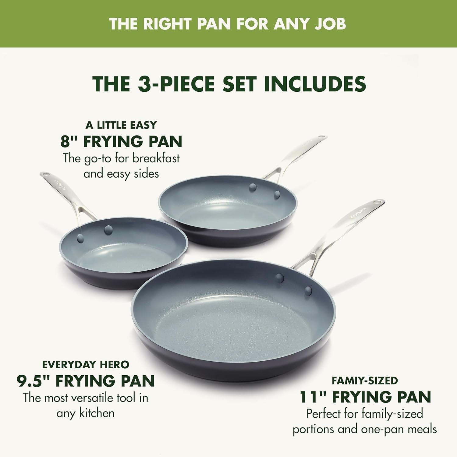 GreenPan Valencia Pro Hard Anodized Healthy Ceramic Nonstick 8 9.5 and 11 Fry