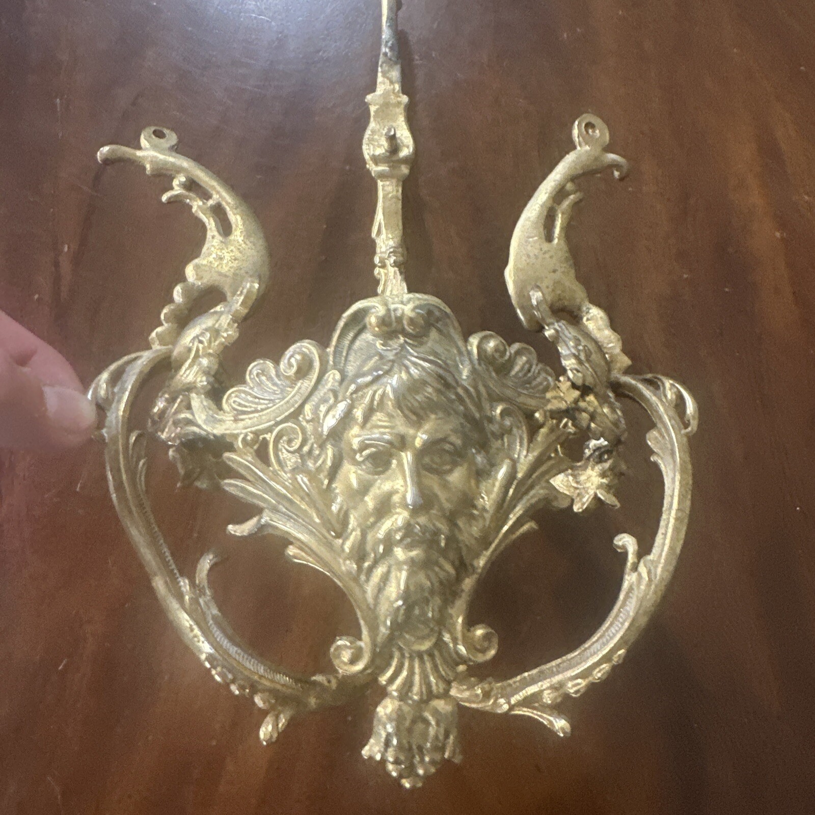 Vintage Brass Victorian Wine Holder Jesus Head