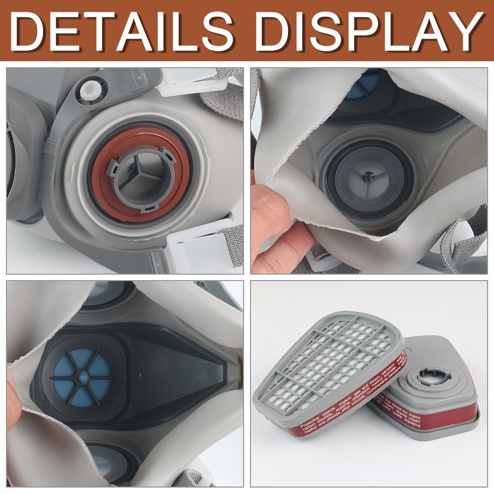 17 in1 Half Face Gas Mask Facepiece Spray Painting Respirator Safety Suit F 6200