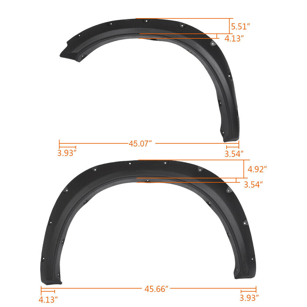FOR 2009-23 19 DODGE RAM 1500 TEXTURED POCKET RIVETED STYLE WHEEL FENDER FLARES