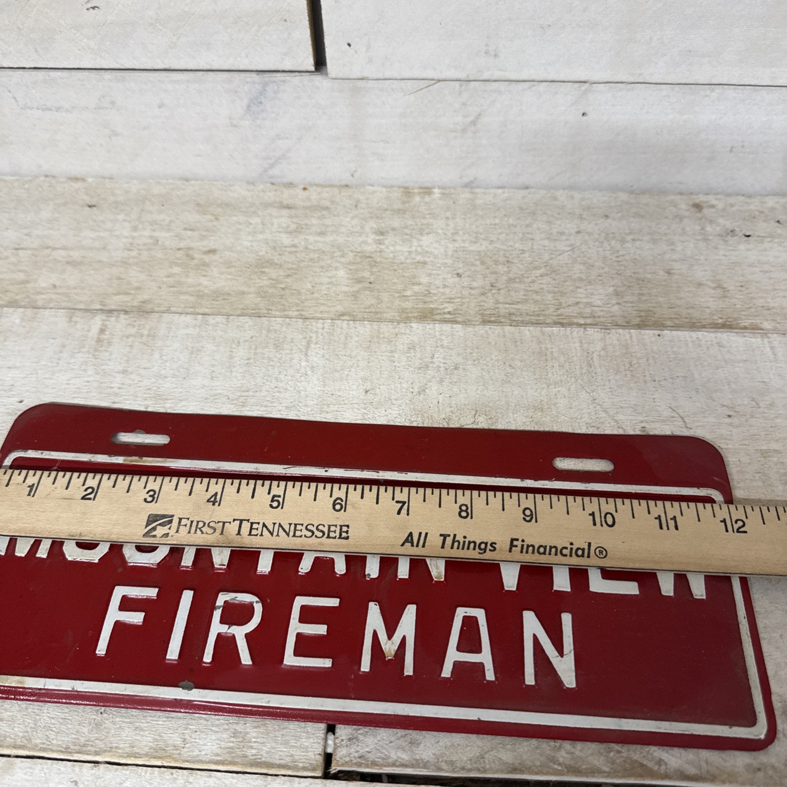 Vintage Mountain View Fireman Metal Tag/ Sign Man Cave Or Auto Fast Ship