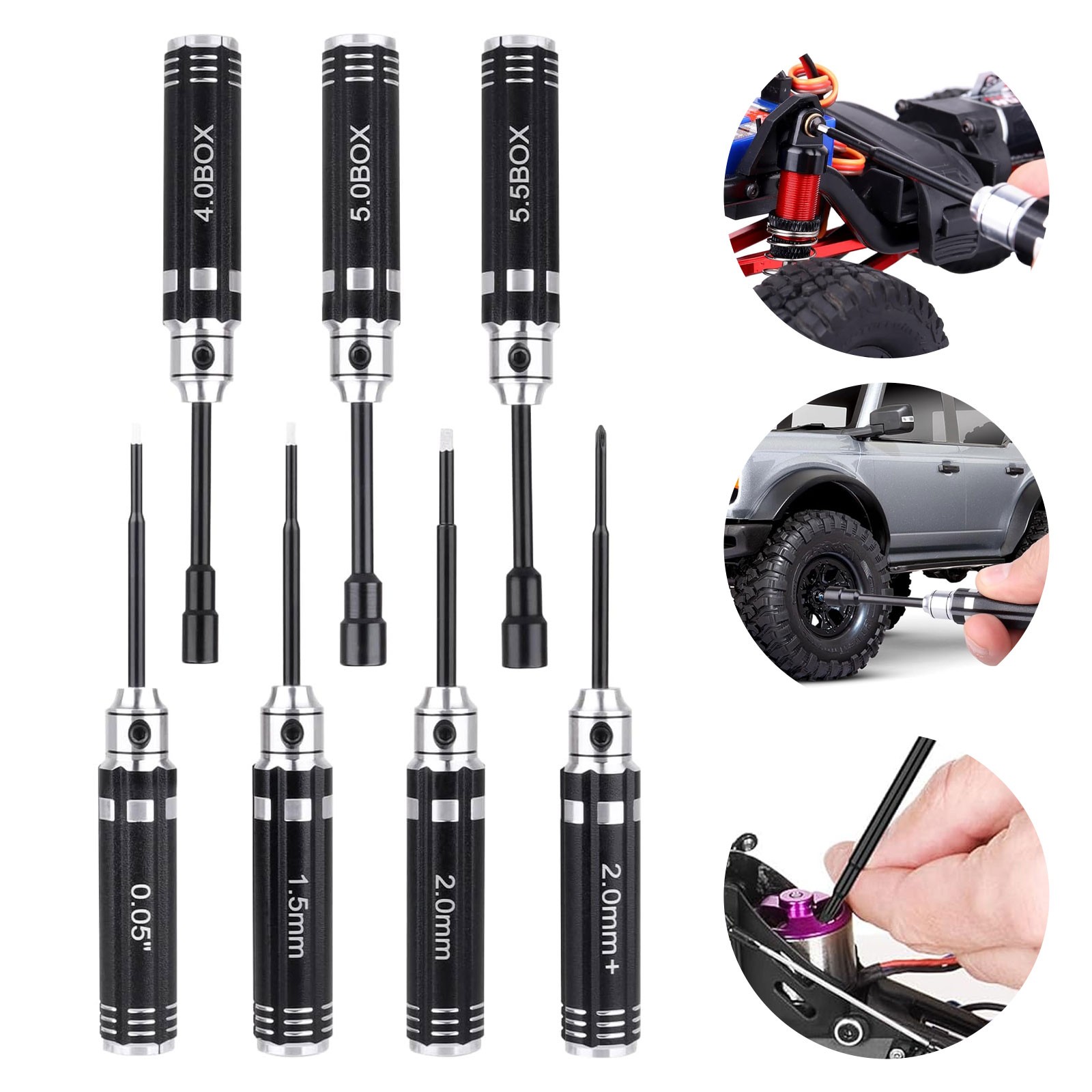 7Pcs Hex & Nut Screwdriver Driver RC Repair Tool Kit for 1/10 Crawler Car Truck