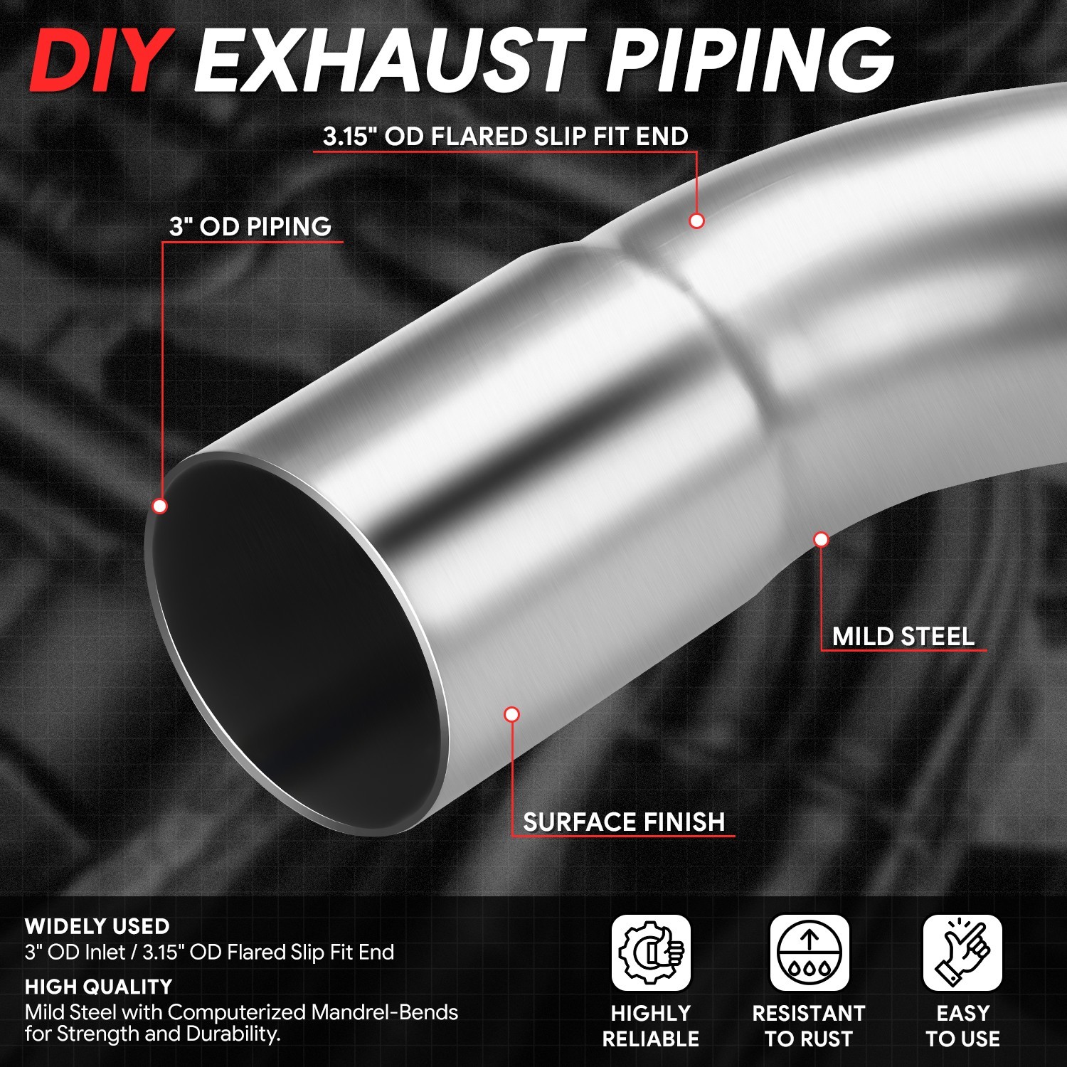 16pcs 3" in OD Universal Exhaust Piping Pipe Custom Mandrel Bend Tube Mild Steel