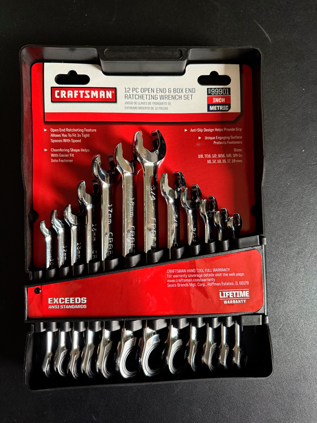 Craftsman Ratcheting Wrench Set - 12 pcs Open End and Box End