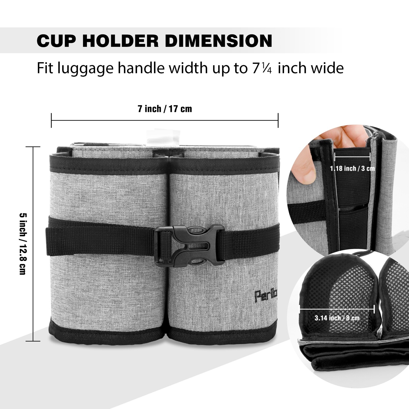 Travel Luggage Cup Holder For Hands Free Traveling. Fits Cups, Mugs, Bottles.