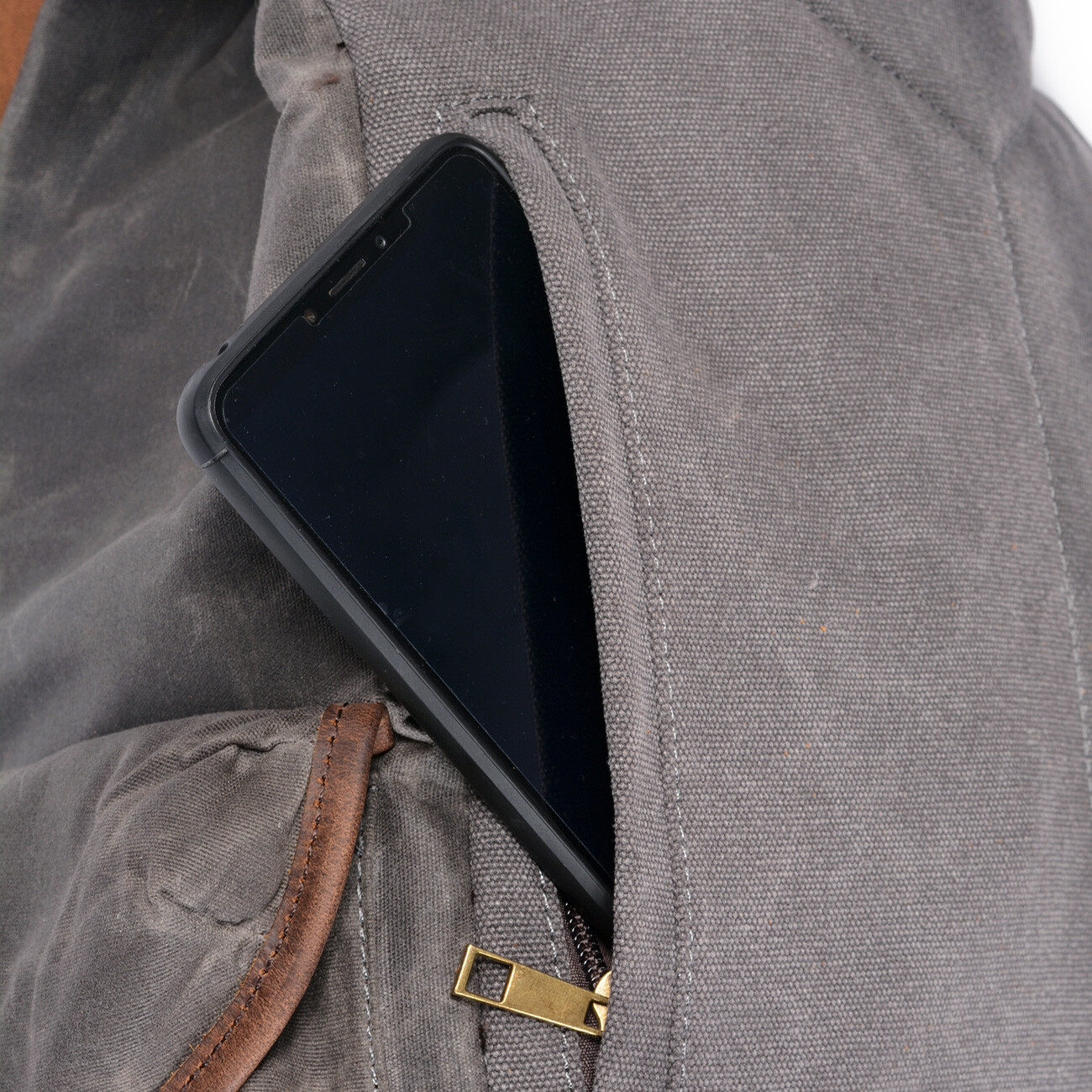 Men Waxed Canvas Leather Backpack Travel Rucksack Camping Hiking School Book Bag