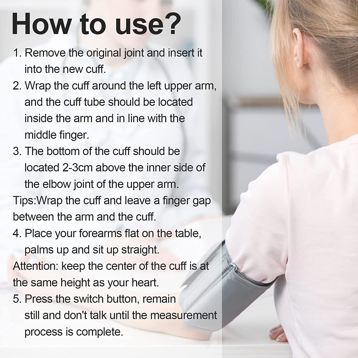 Small Replacement Cuff Adult Blood Pressure Cuff for Arm Blood Pressure Monitor