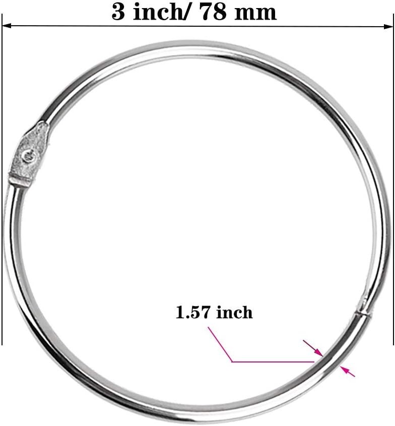 Loose Leaf Binder Ring 3 Inch 6 or 8 Pack Nickel Plated Steel Binder Ring Silver