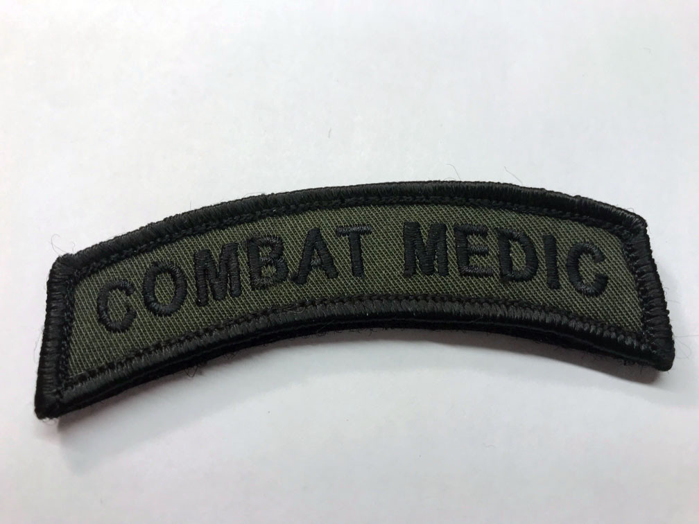 Combat Medic Embroidered Tab / Army Medic Navy Corpsman Hook & Loop BACKED - OD