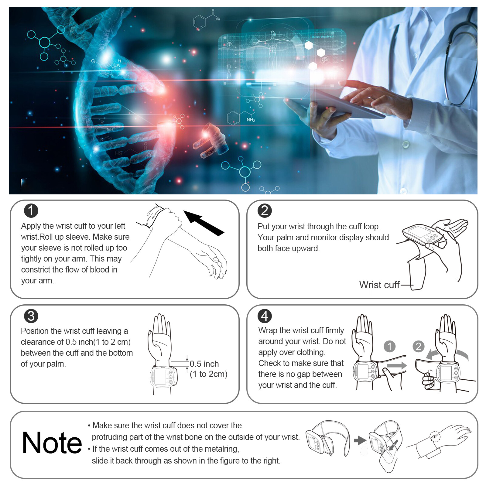 ziqing Digital Wrist Blood Pressure Monitor BP Cuff LCD Heart Rate Machine US