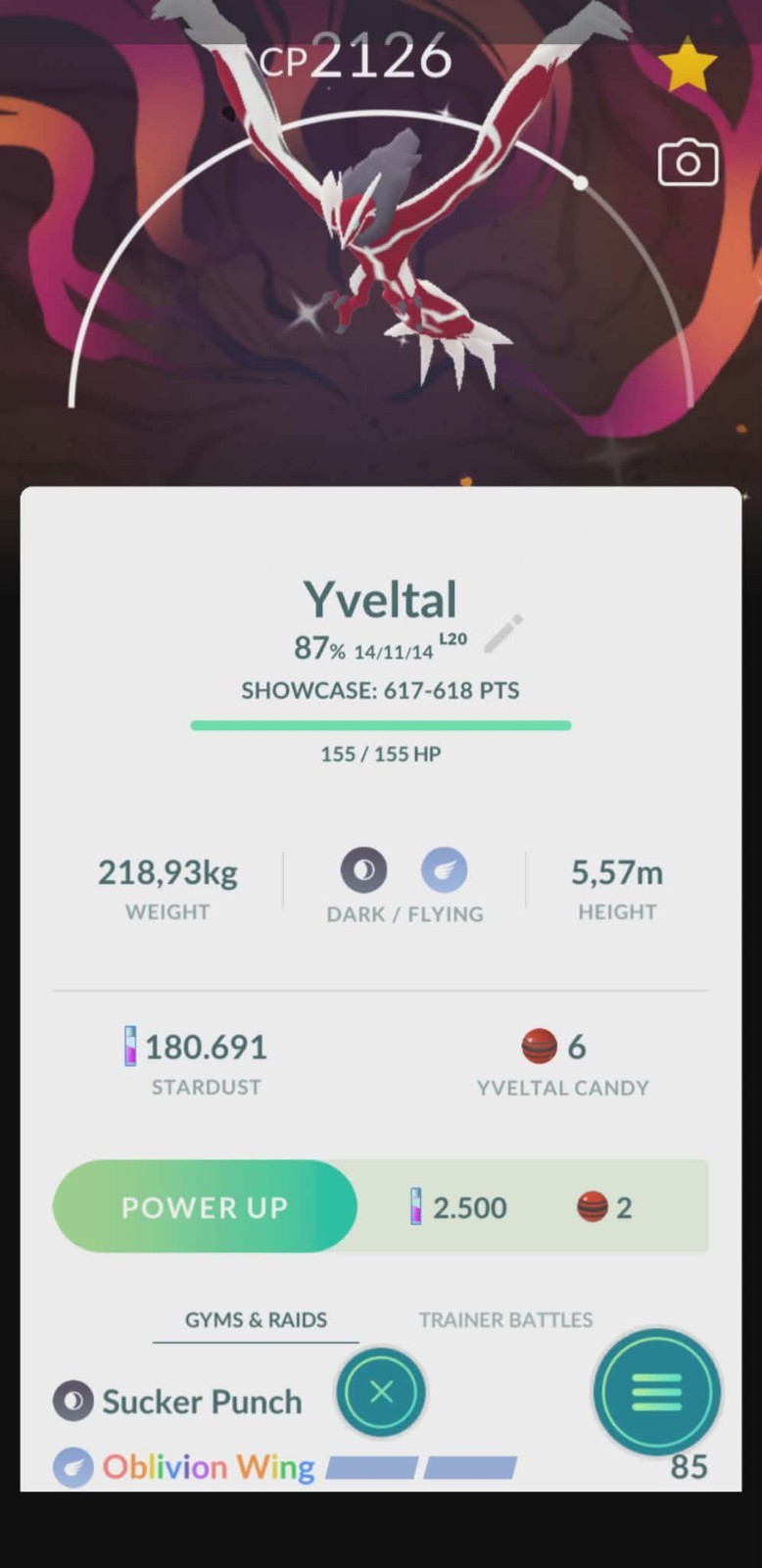 Pokemon Shiny Yveltal - Kalos GO Tour 2026 background (Tr.a.d.e 20k or P.T.C)