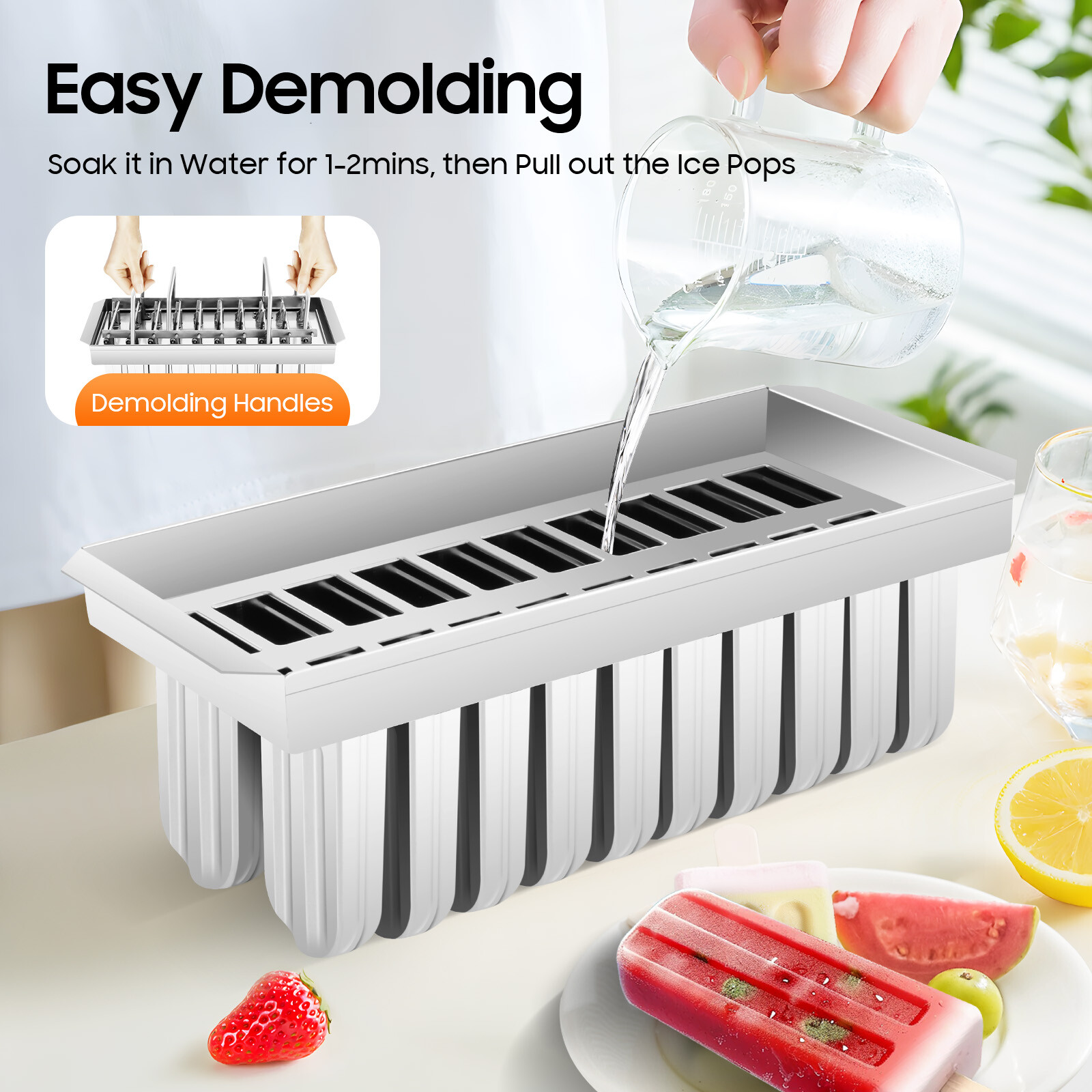 20x Stainless Steel Molds Ice Pop Lolly Popsicle Ice Cream Stick Holder Mold Top