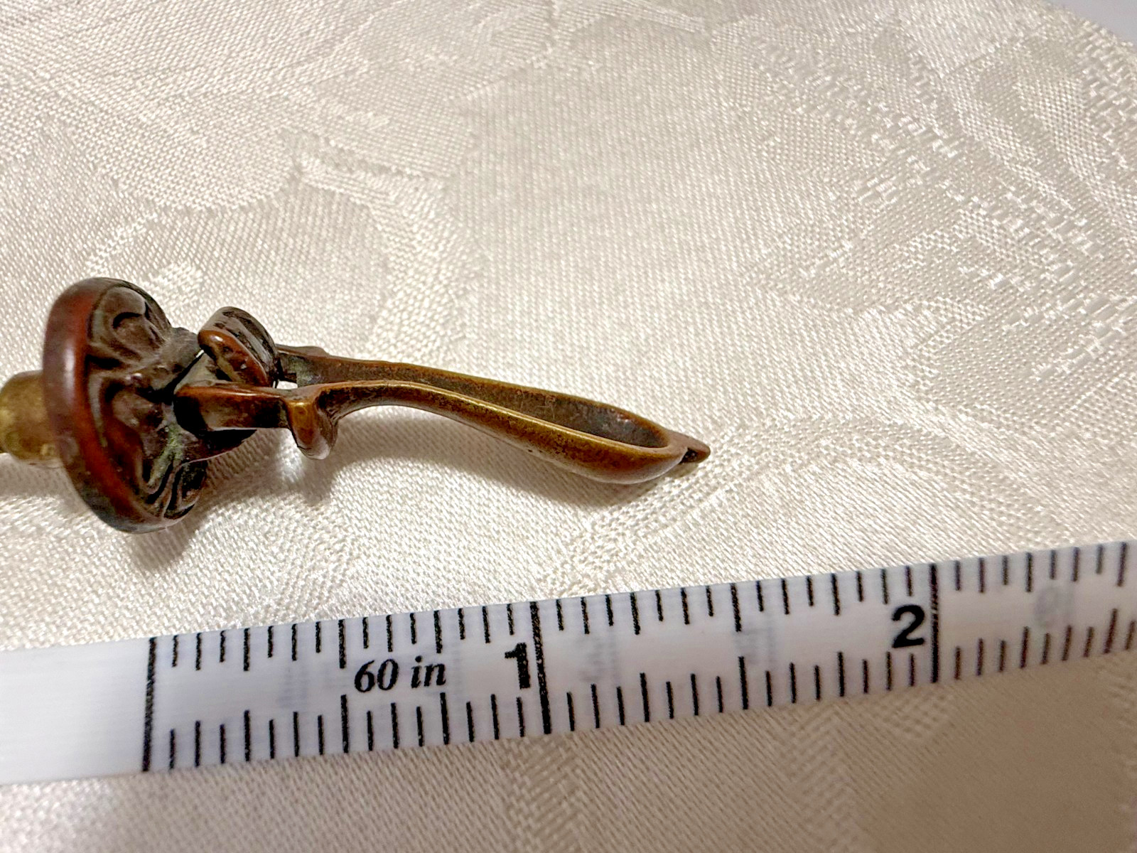 Vintage Teardrop / Pendant Drawer Pull Brass Tone Furniture Hardware Aged Patina