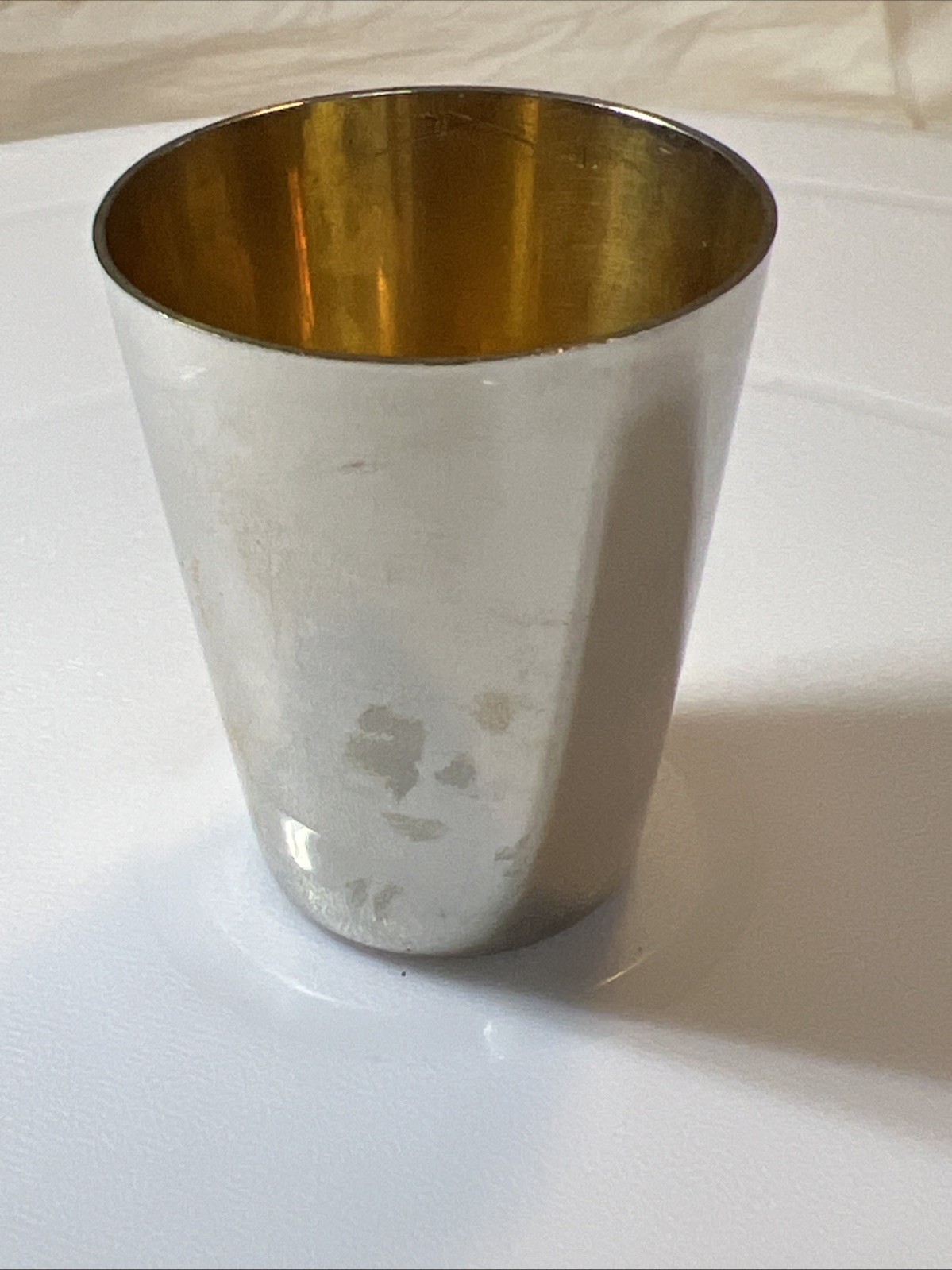 Antique Silver German Shot Glass Gold Washing Vermeil Stamp Made In Germany “B”