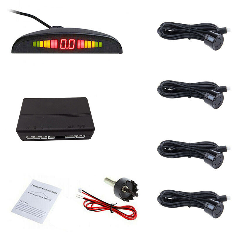 4 Sensors Parking Sensor Car Reverse with LCD Display Audio Buzzer Alarm kit USA