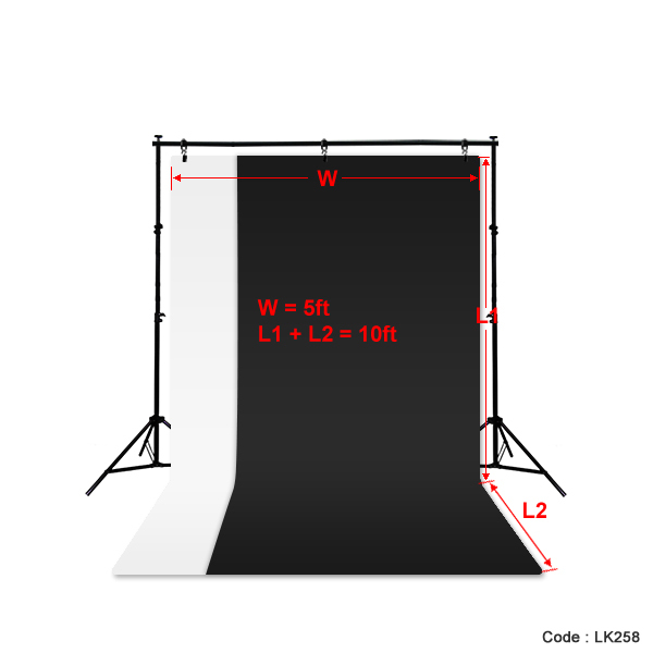 Black + White Photography Backdrop Photo Stand Muslin Kit