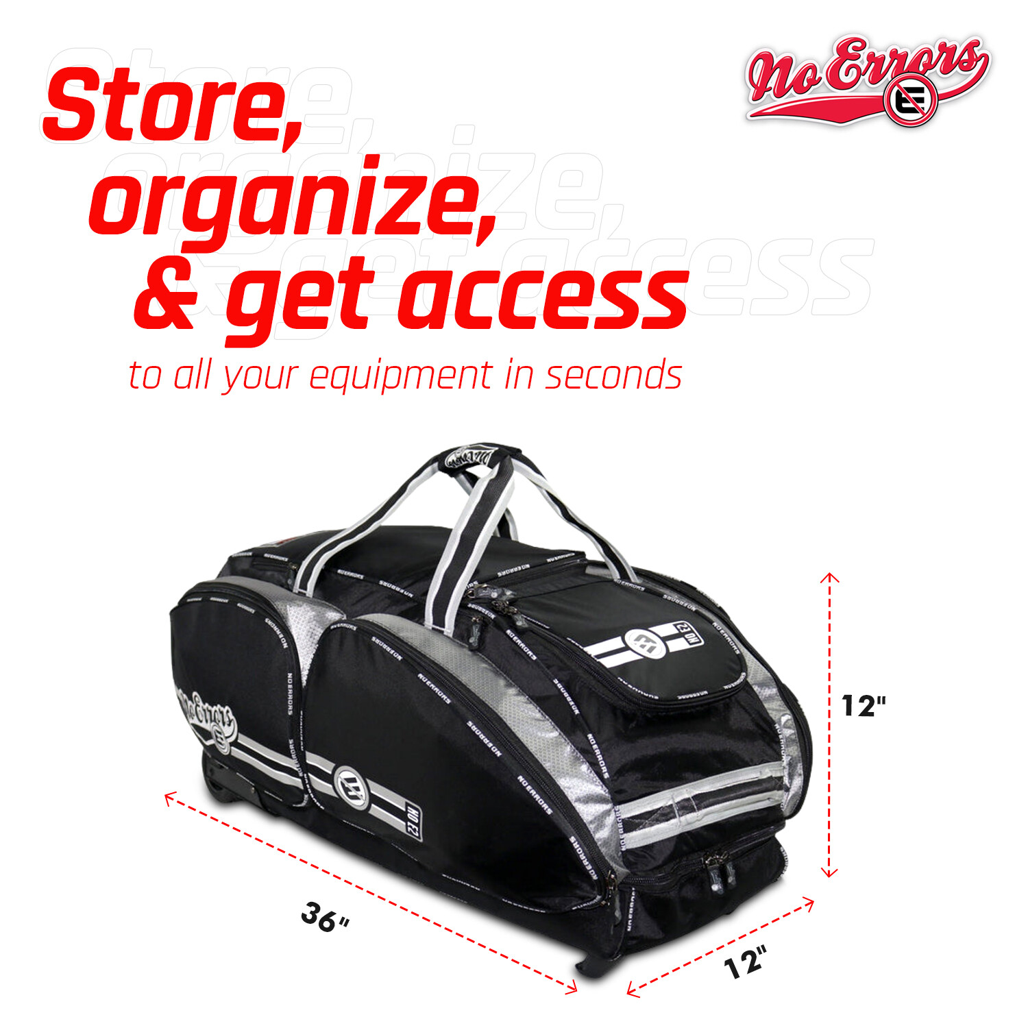 No Errors NOE2 Catchers Gear Bag with Wheels - Large Bag for Equipment & Helmet