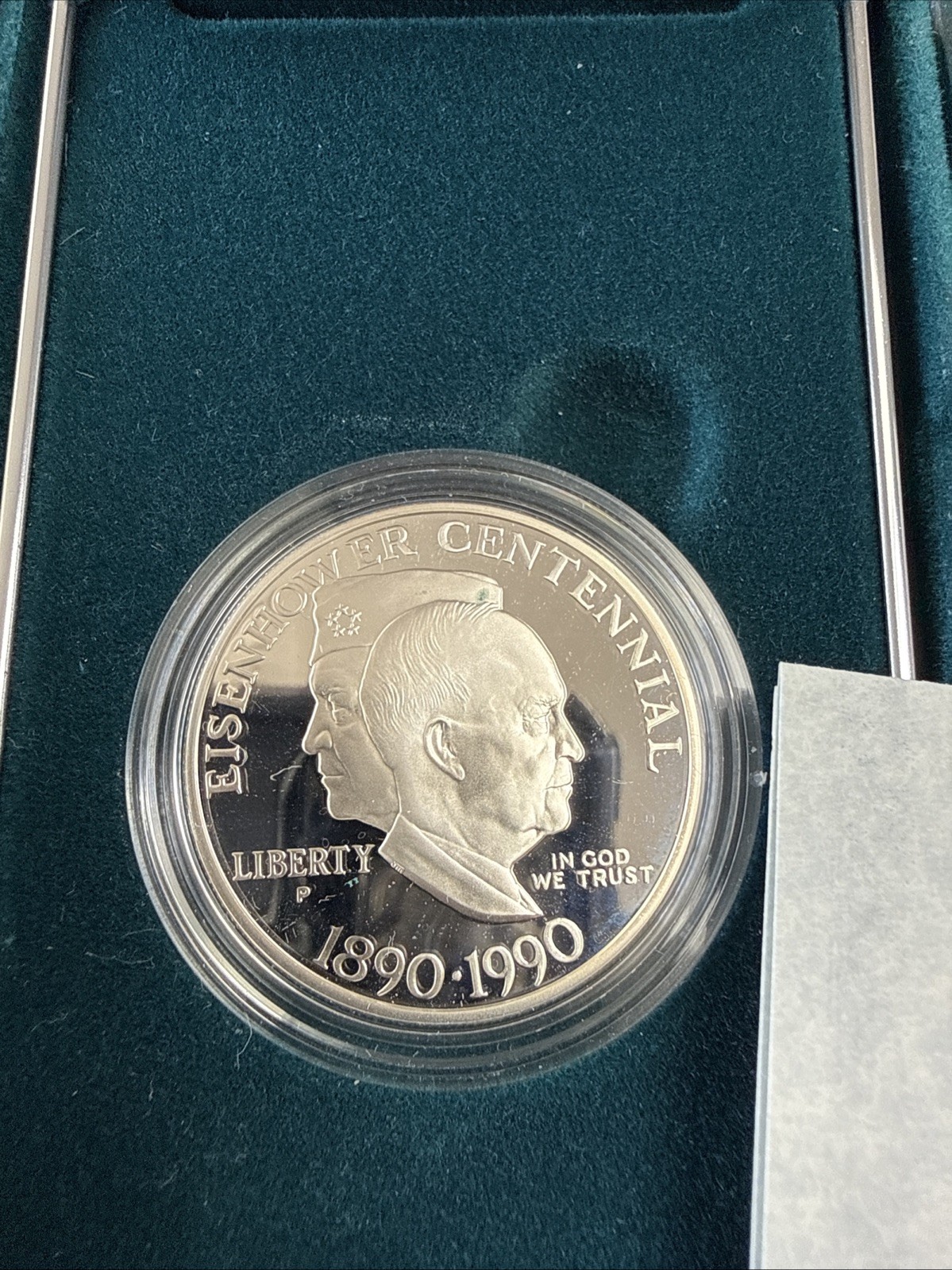 1990 EISENHOWER CENTENNIAL PROOF SILVER DOLLAR WITH OGP + COA