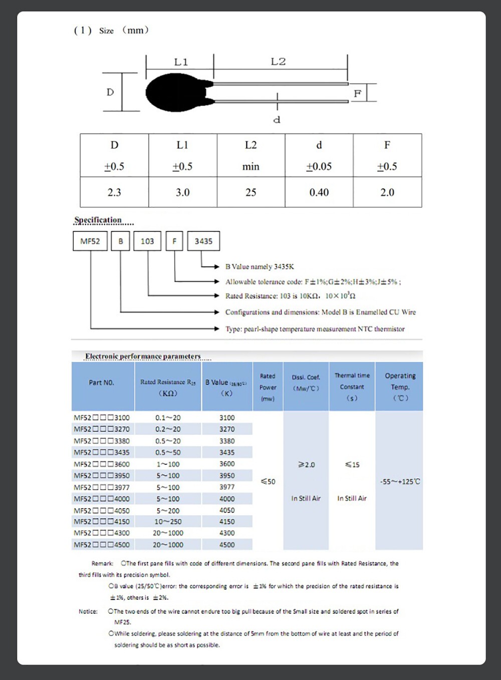 25pcs 10k OHM NTC MF52AT 3950 Thermistor Resistor NTC-MF52AT MF52 10K + -5% USA