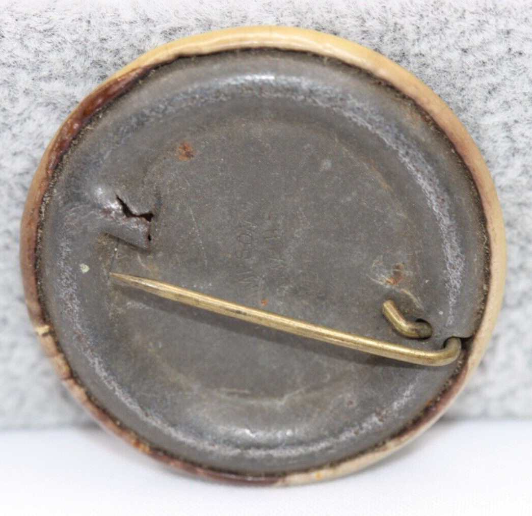 1890s Celluloid Photo Button USV Infantry Officer Indiana National Guard Pin