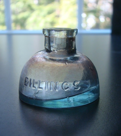 Antique Aqua-Blue BILLINGS Igloo Ink Bottle