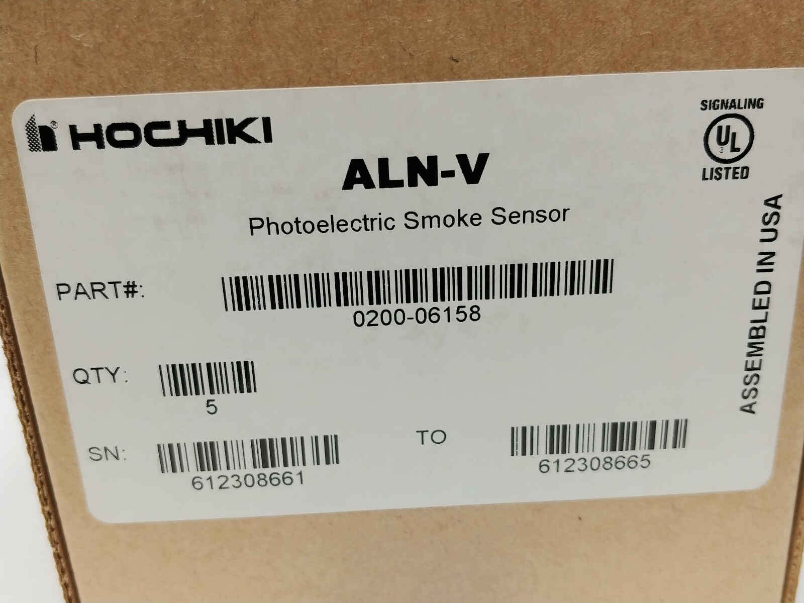 Hochiki Photoelectric Smoke Sensor ALN-V (LOT OF 5)