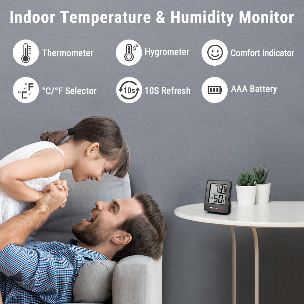 2pcs ThermoPro TP49BW Thermometer Hygrometer Digital Temperature Humidity Meter