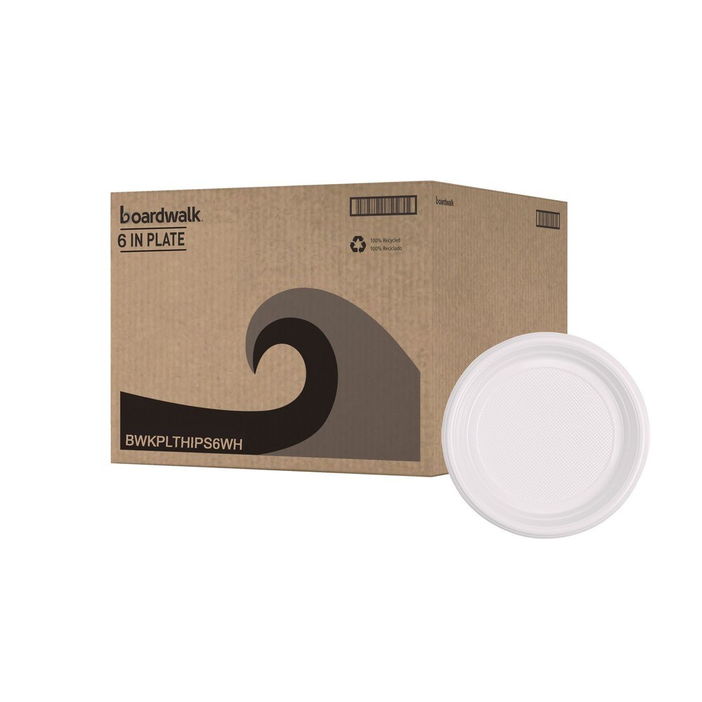 Boardwalk PLTHIPS6WH 6" Dia Plastic Dinnerware Plate - White (1000/CT) New