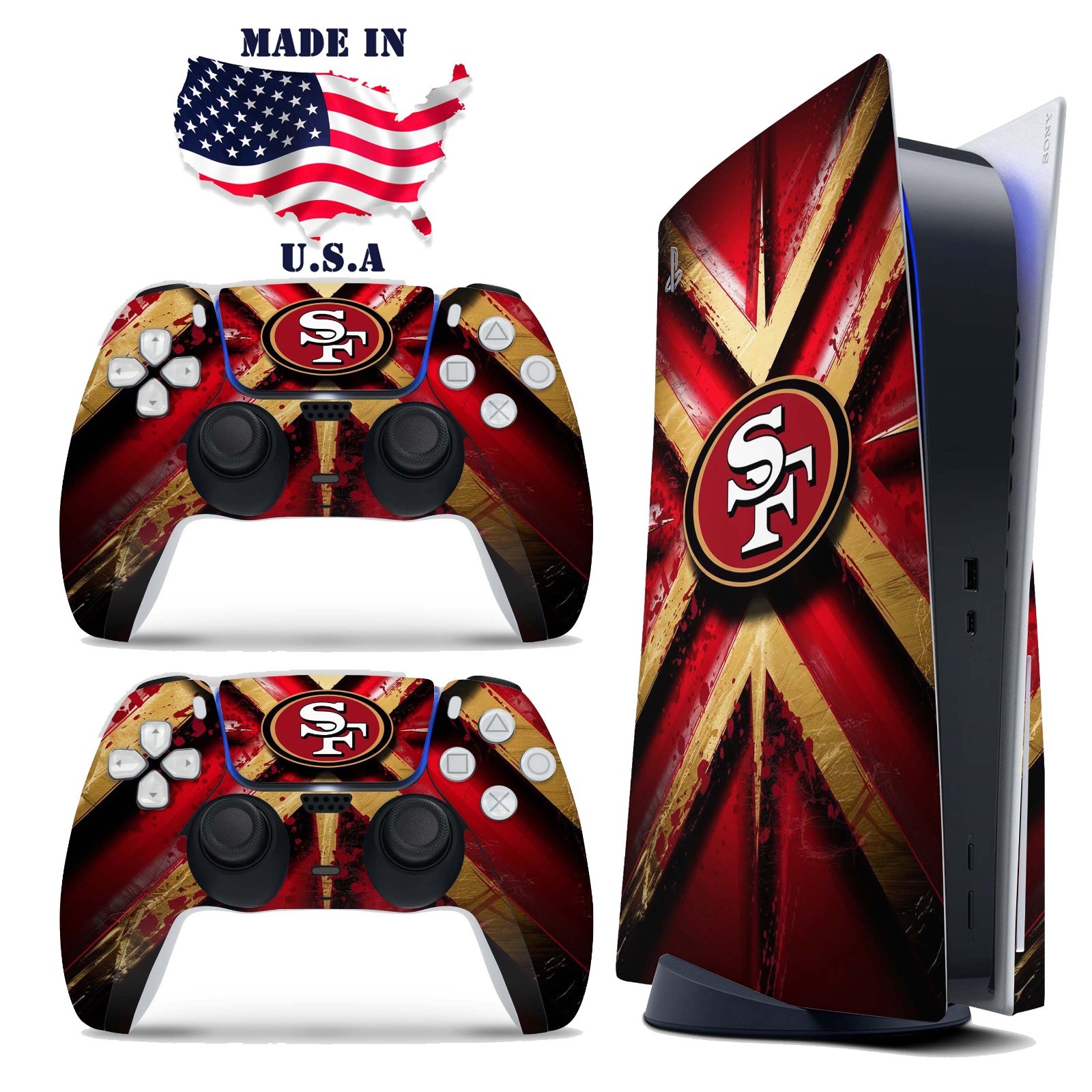 San Francisco 49ers PS5 Console & Controller Vinyl Skin Wrap Decal Set