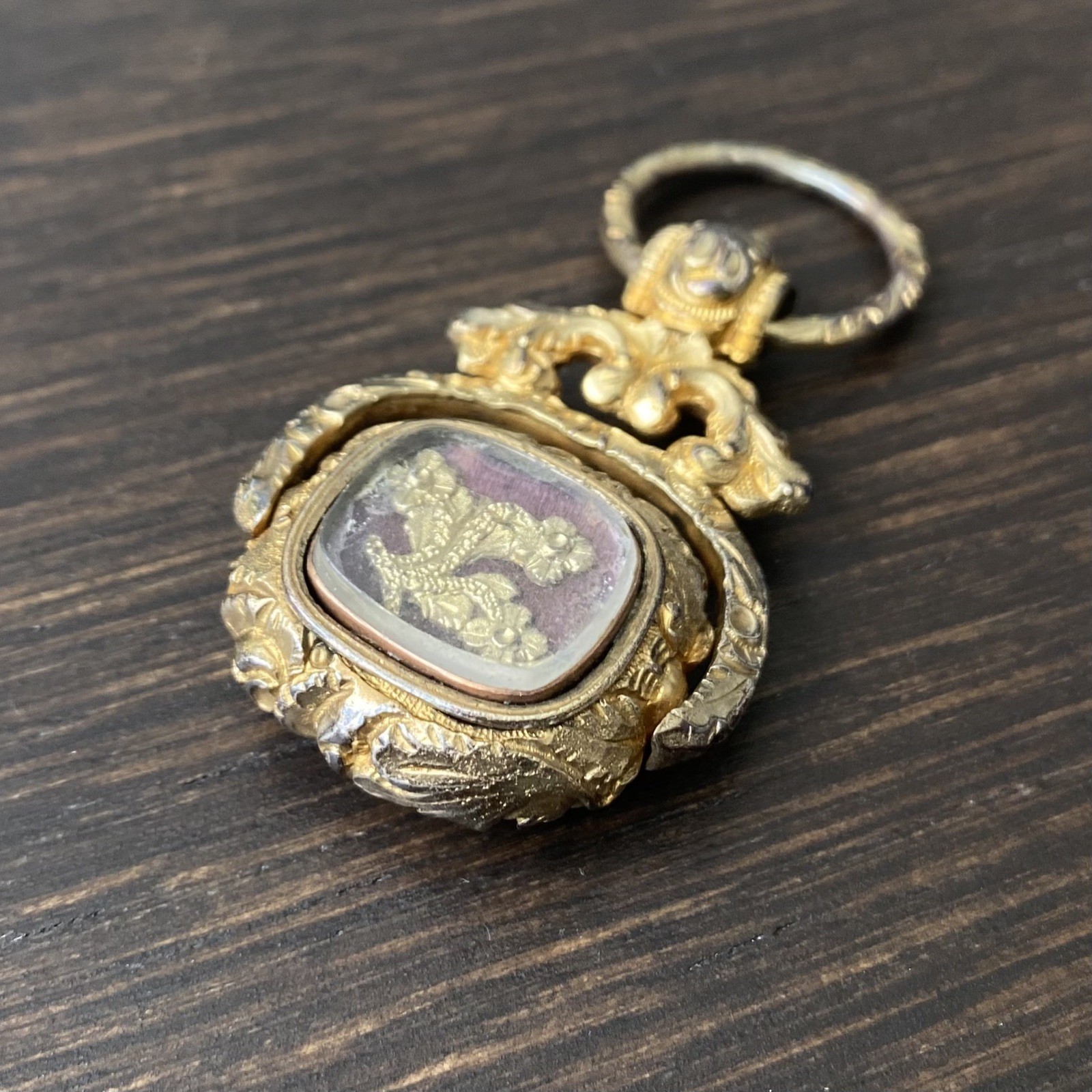 Antique Georgian or Victorian Large Double Sided Gold Tone Watch Fob
