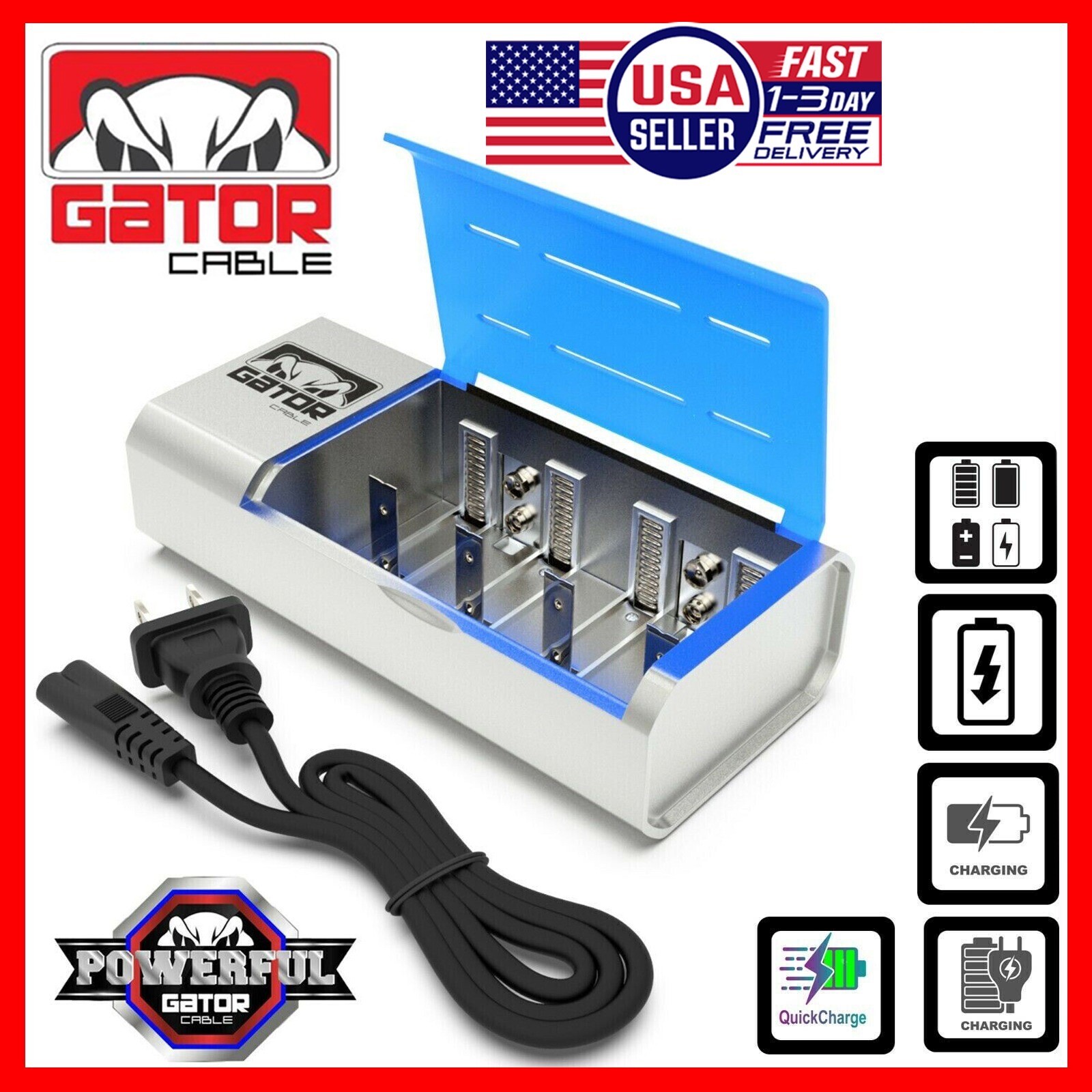 Rechargeable Battery Charger For AA AAA C D 9V Ni-MH Ni-CD Batteries Universal